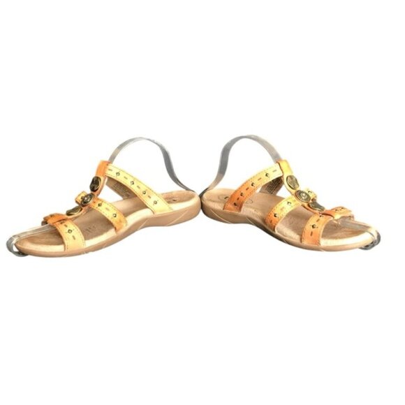 Taos Prize Leather Sandals Women’s Size 6 Tan 3 Strap Comfort - Picture 4 of 13
